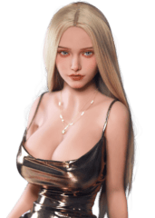 DutchDoll Mia 159 см секс-лялька з білявим волоссям та блакитними очима, портретний вигляд з намистом